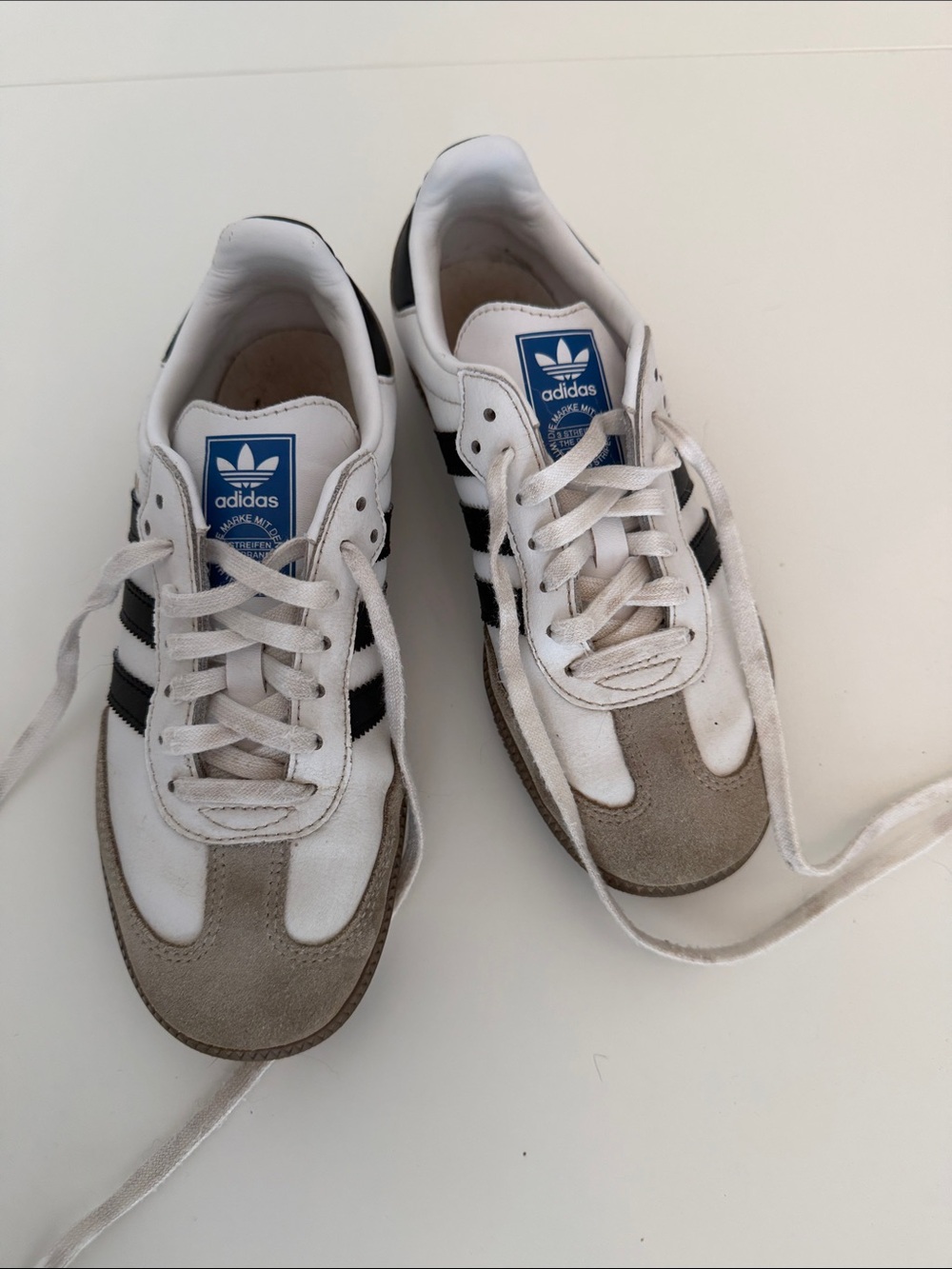 adidas kids sambas White Sneakers with Black Stripes